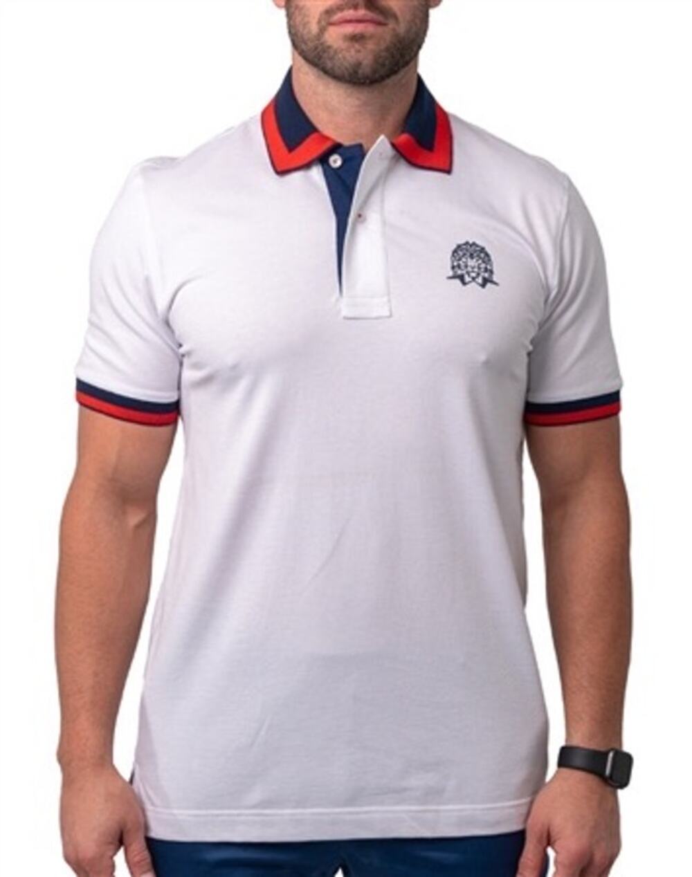 MACEOO POLO MOZART ANGLE TIP DARK WHITE Polo Shirt Size 4XL New